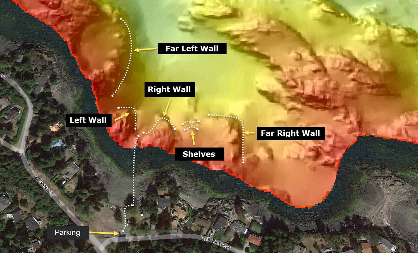 Tyee Cove or Blueback Community Park Dive Map